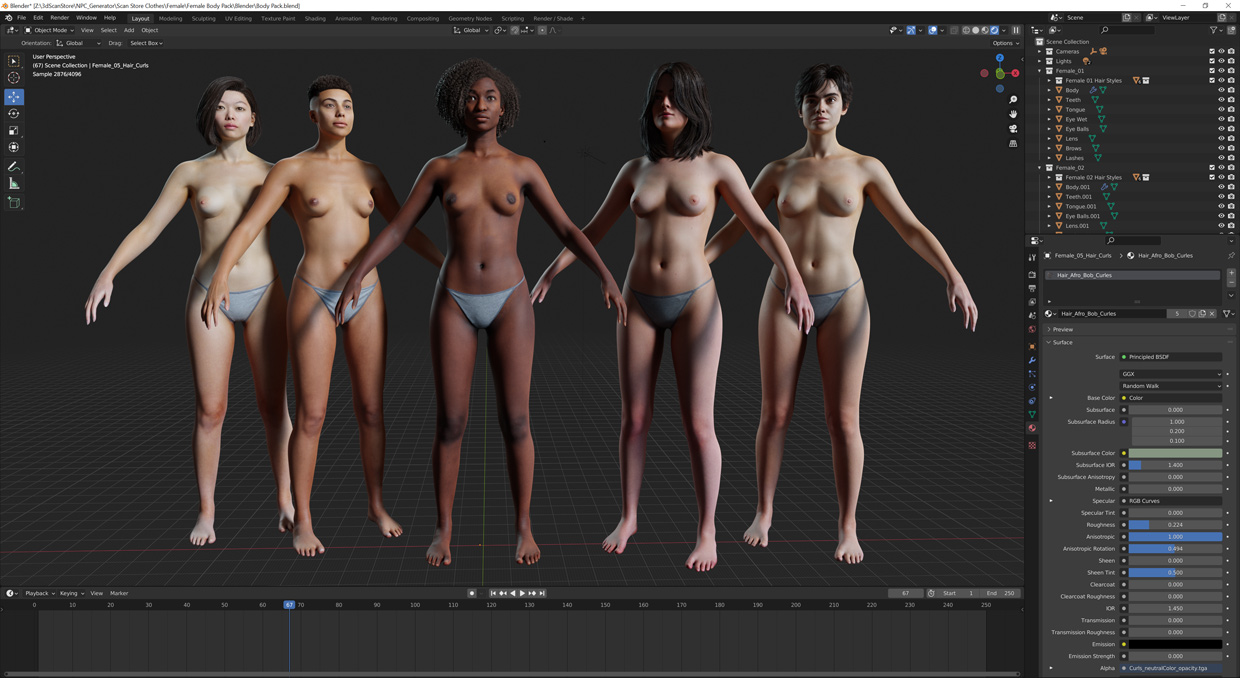 Female body in Blender – download 3D scan